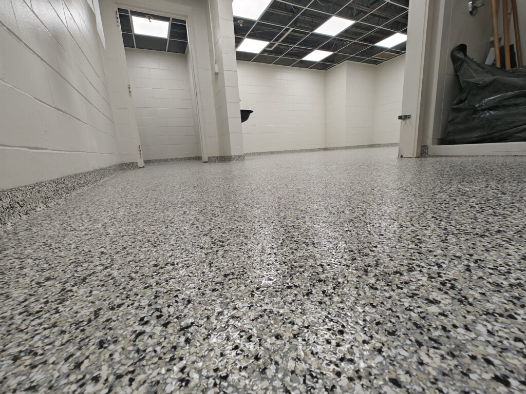 Industrial Epoxy Concrete Coating Vass, NC Factory restrooms by AllAround Concrete Coating-min